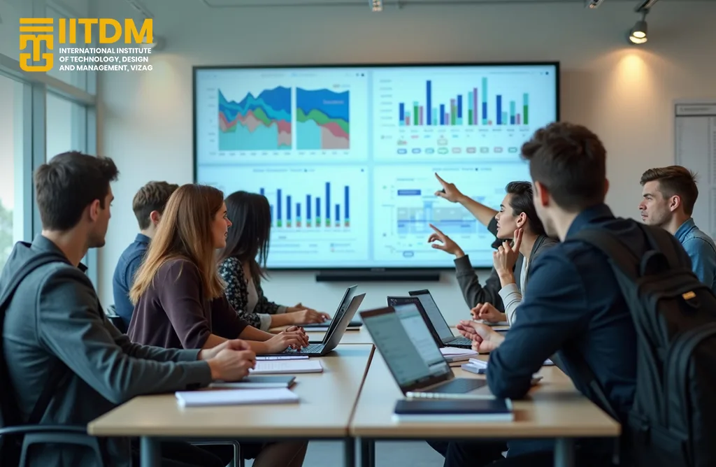 Students at IITDM Vizag Analyzing Supply Chain Dashboards During a Collaborative Management Session